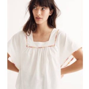 Madewell Butterfly Top with Pompom Fringe